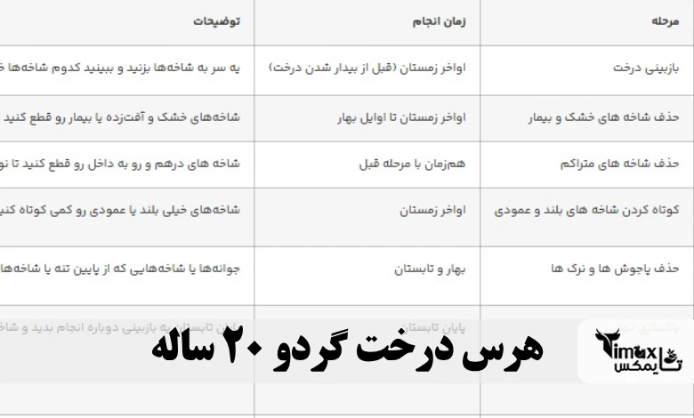 هرس درخت گردو 20 ساله